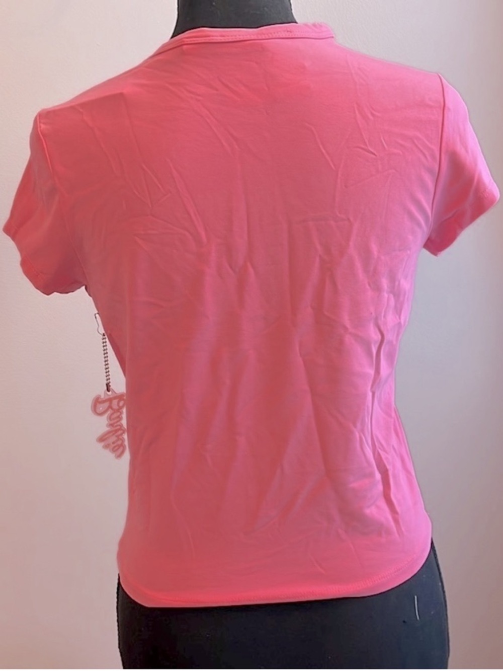 Barbie Women's Pink Rhinestone Logo Tee - Picture 3 of 3